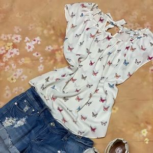 Lauren Conrad Butterfly Bow Top Sz L